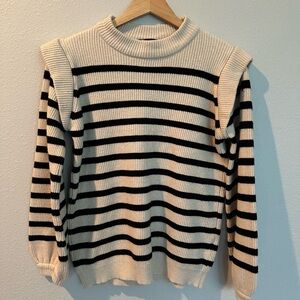 Elegant Black and Cream Striped Women's Sweater
